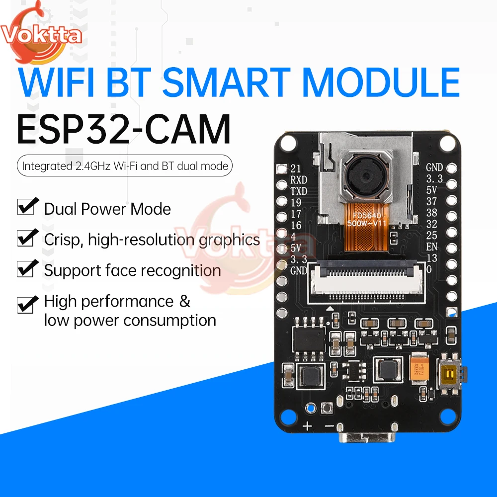 ESP32-CAM Camera Module Kit 2.4 GHz WiFi Bluetooth 8MB PSRAM CH340X OV5640 AF-72mm Camera 500W Pixel ESP32 Development Board