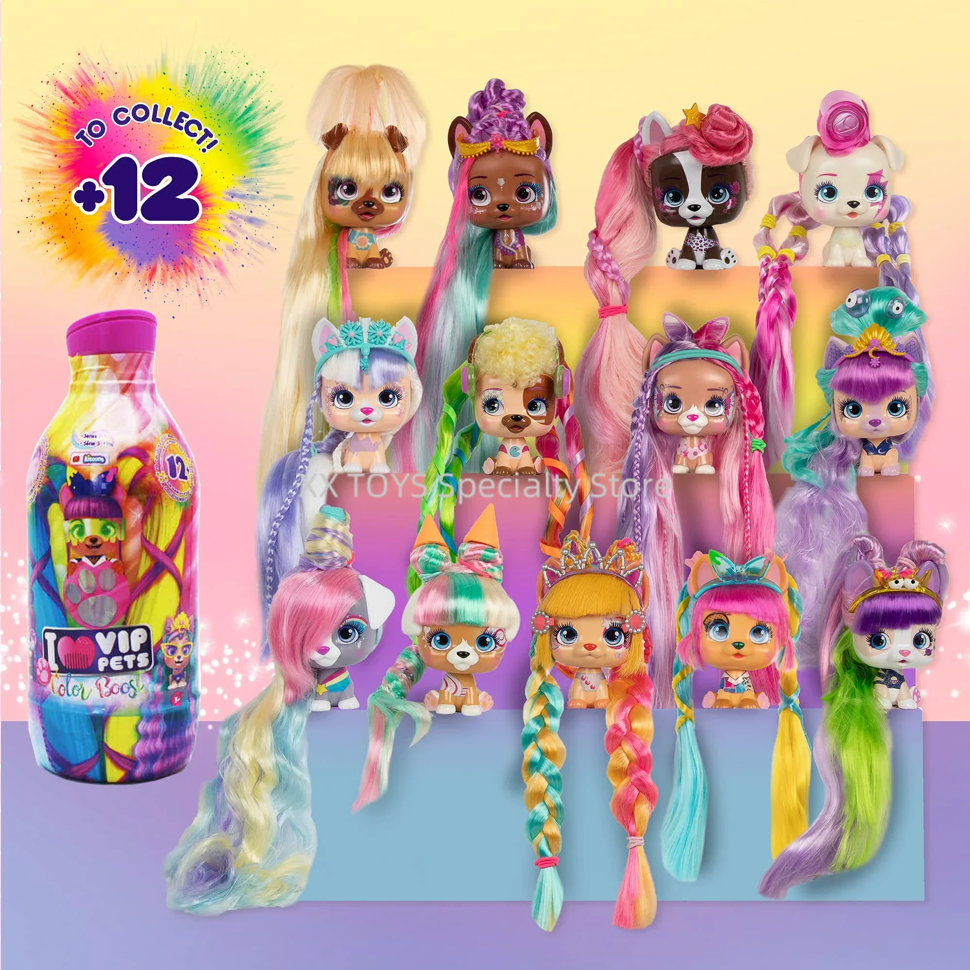 

I Love Vip Pets Surprise Hair Reveal Doll Series 3 Color Boost Hairdressing Braiding Pet Dog Surprise Toys Girls Play House Toys