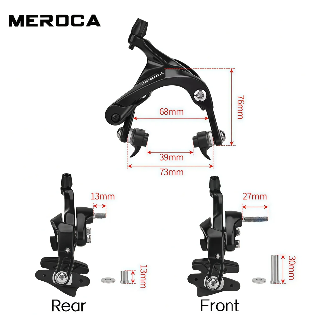 MEROCA BR‑R7000 Dual‑Pivot Road Bike Caliper Brake Set For 700C Bicycle Rims - Aluminum High‑Rigidity (Front 200g / Rear 194g)