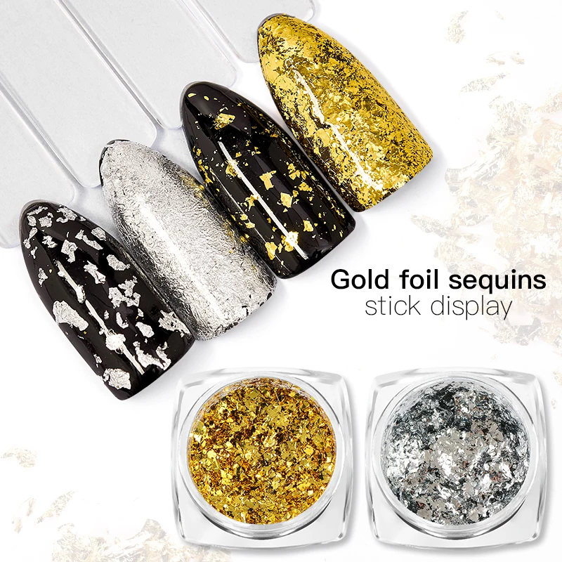 1/4 Box Nail Art Gold Silver Fashion Gel Nail Foil Paper 3D Irregular Aluminum Sticker DIY Manicure Glitter Decoration Tools