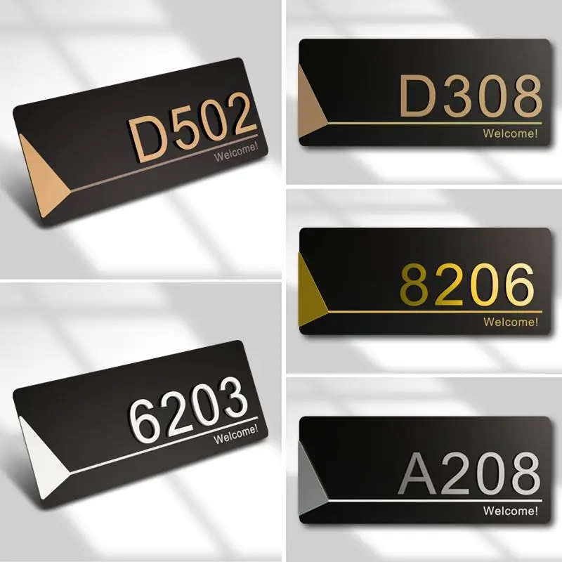 

Acrylic Modern Door Plate Shop Sign Customize House Number Family Name Address Letter for Home Office Apartment Restaurant Hotel