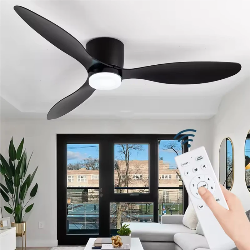 

LED Ceiling Fan With Light 6-speed choice Reversible DC motor 3CCT with remote control Whisper Easy Install black/White/Wood