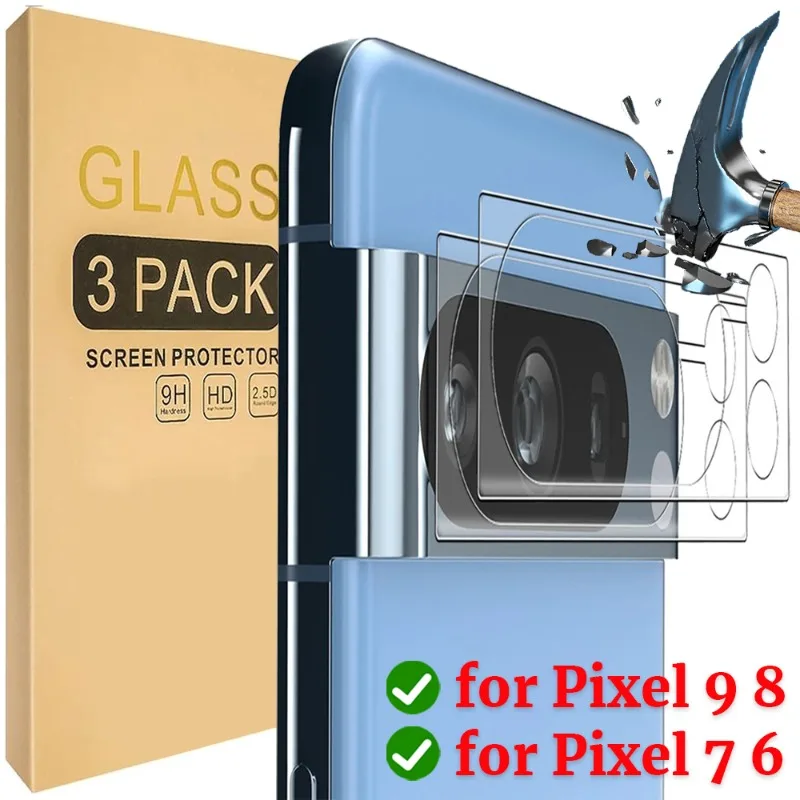 3-1Pcs Camera Lens Tempered Films for Google Pixel 9 Pro XL Pixel 8Pro 7 6A Anti-scratch Tempered Glass Camera Screen Protectors