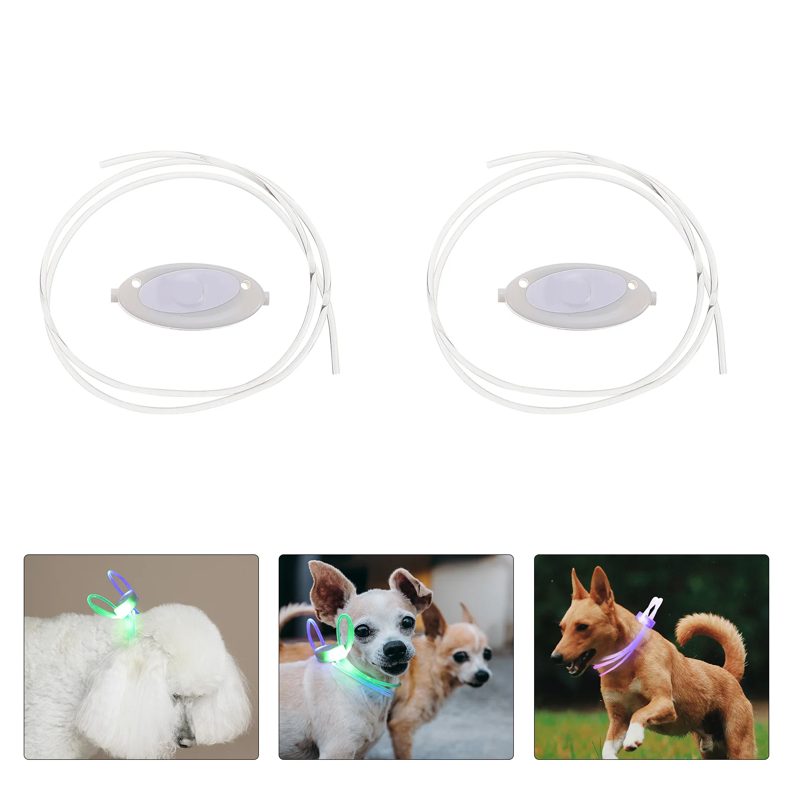 

2 Pcs Glowing Luminous Necklace Lanyards Durable LED Dog Collars Medium and Large Pu Pet