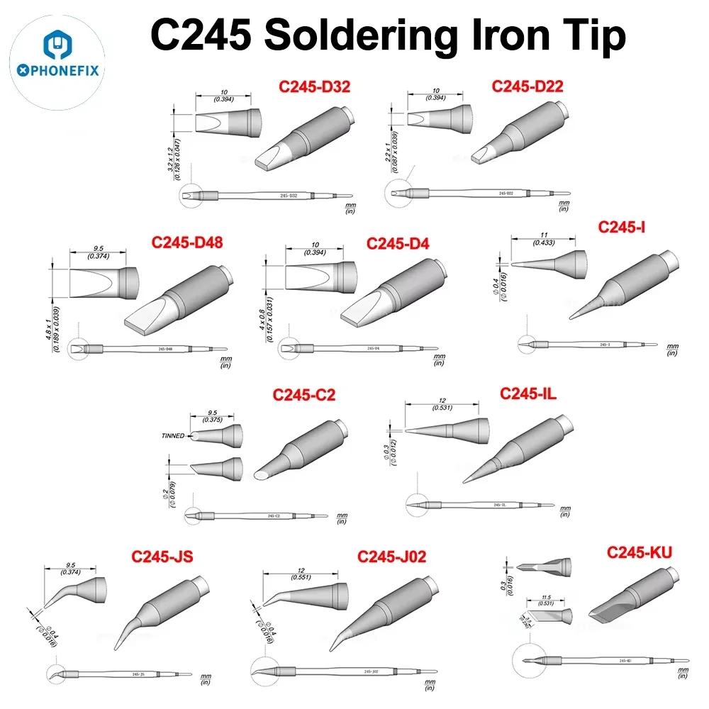 OEM JBC C245 C470 Series Soldering Iron Tips Bent Knife Fit T245 T470 Handle Constant Temperature Electric Soldering Iron Tips