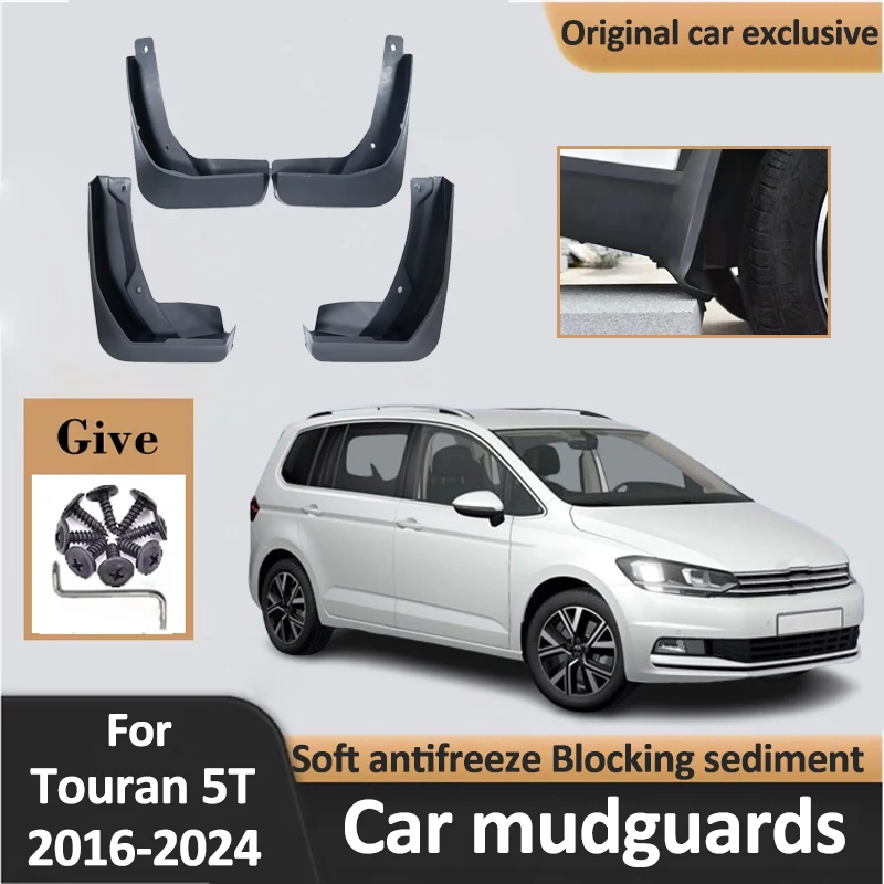 

4PCS Front Rear Mud Flaps For Volkswagen VW Touran 5T MK2 2016-2024 Mudguards Mudguard Mudflaps Splash Guards Car Accessories