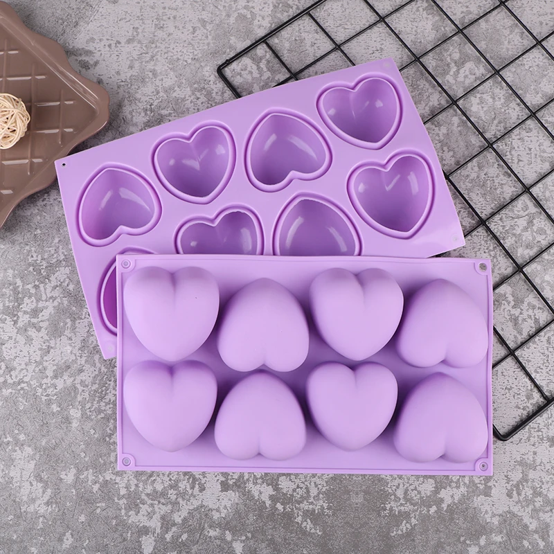 8 griglia cuore Mousse torta stampo in Silicone fai da te Dessert torta candela stampo san valentino gelatina al cioccolato cottura strumenti per decorare la torta