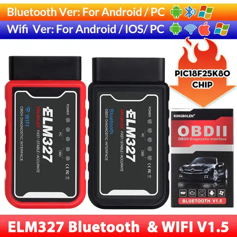 ELM327 WiFi/Bluetooth V1.5 PIC18F25K80 Chip OBDII Diagnostic Tool IPhone/Android ELM 327 V 1.5 ICAR2 OBDSCAN Scanner Code Reader