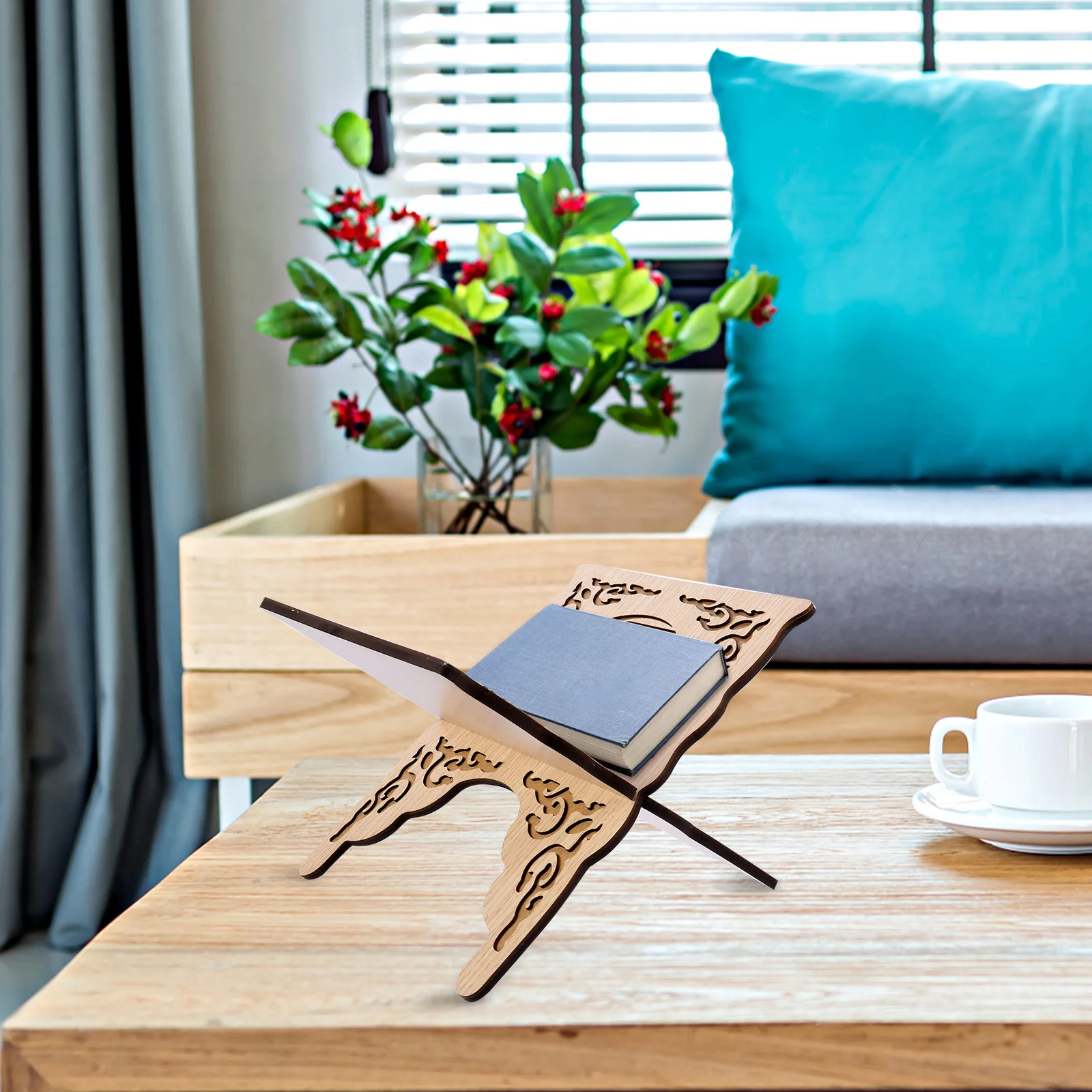 

Quran Bookshelf Display Stand Wooden Holder Bookshelves Muslim Prayer Supplies Islamic