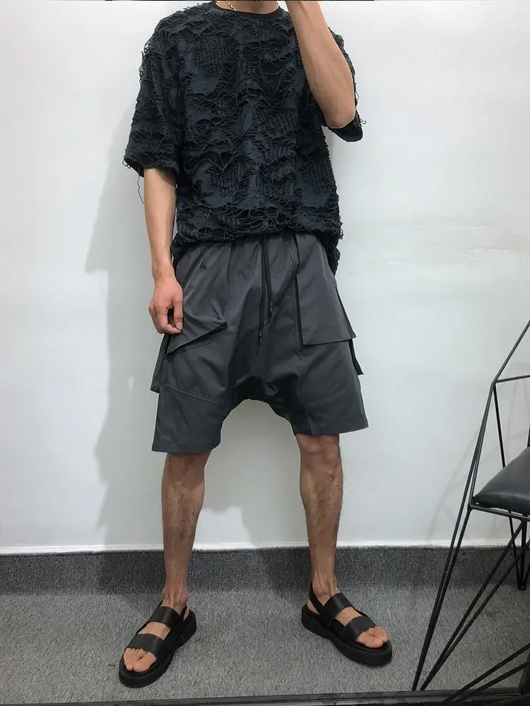 Dark Gothic Men's Harem Pants Unique Personality Relaxed Fit Summer Casual Workwear Hip Hop Urban Streetwear Plus Size Trendy