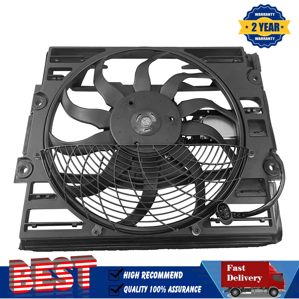 3 insert Radiator Condenser Cooling Fan Assembly for BMW 7 Series 740i 740iL 750iL Z8 1999-2003 64546921383 64546921942