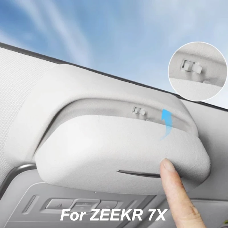 For ZEEKR 7X 2025 Roof Sunglasses Holder Suede Sunglasses Storage Box Auto Styling Modified Accessories