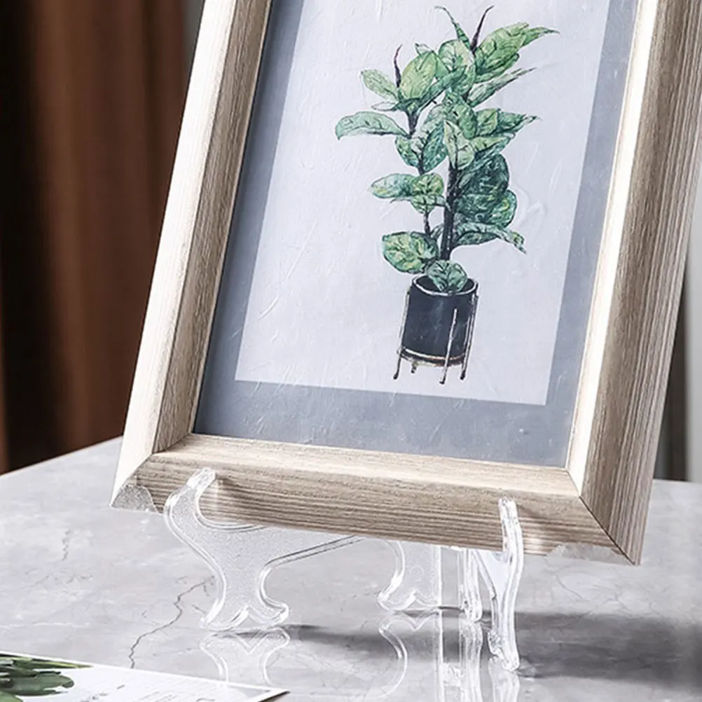 24개 투명 이젤 스탠드 클리어 플라스틱 5인치 사진 홀더 디스플레이 랙 가정 사무실 장식용 플레이트 프레임 데스크탑