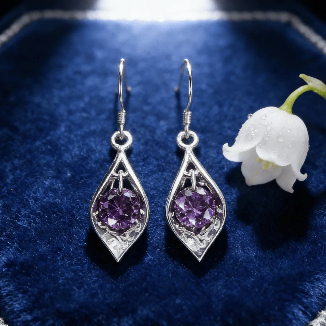 Special offer 925 Sterling Silver unique crystal Amethyst shell Earrings for Woman fashion Affordable Jewelry  Christmas Gifts