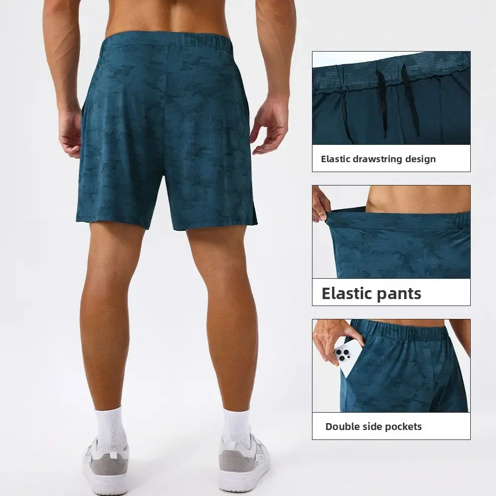 Men's Summer Cool-Feeling Sports Shorts Quick-Drying Breathable Running and Fitness Shorts Elastic Training Print Shorts