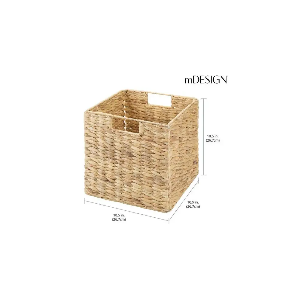 Woven Cube Storage Basket Organizer with Handles Bathroom Laundry Nursery Shelf Set of 4 Portable Functional Versatile Natural