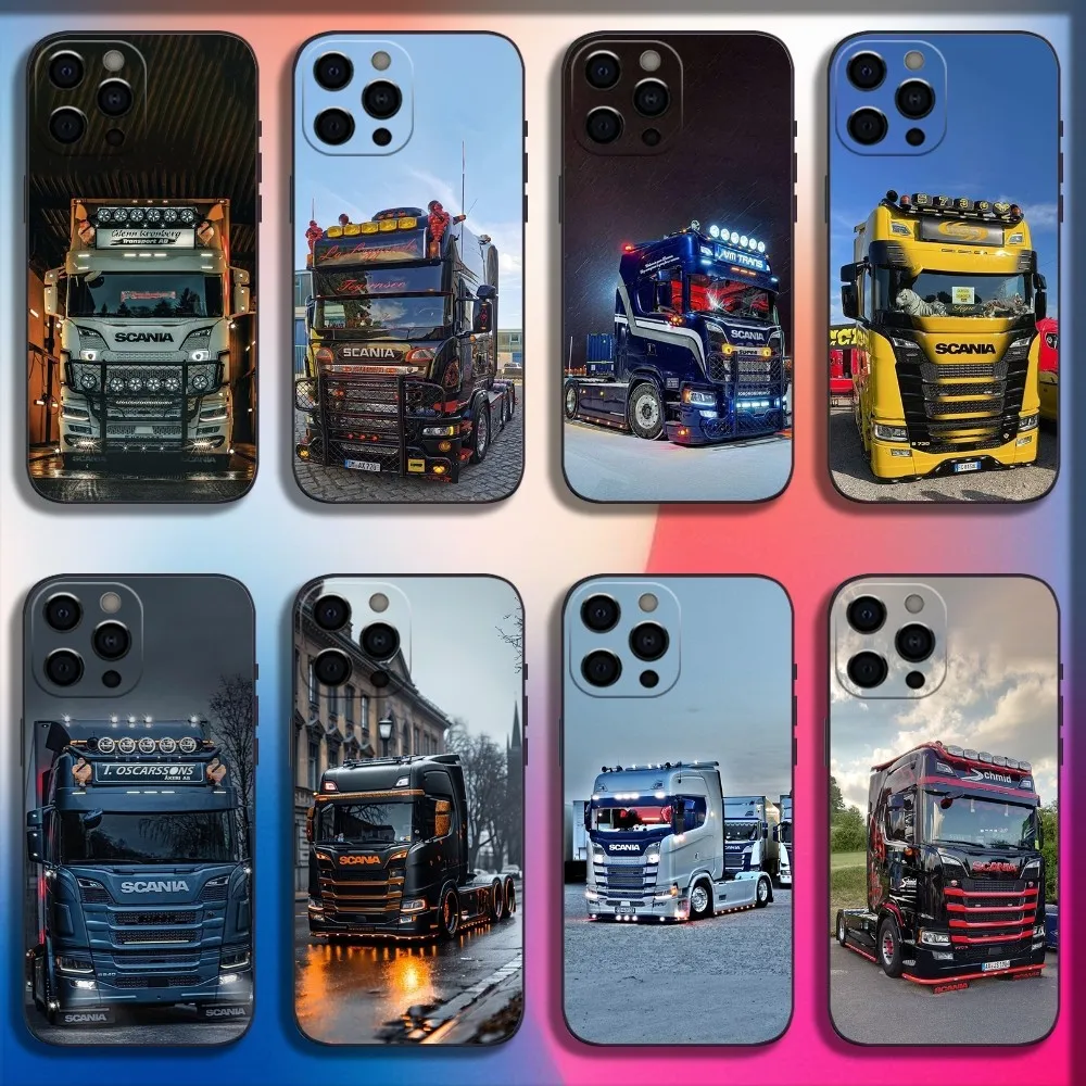 S-SCANIA Trucks SA-AB Phone Case For iPhone 16,15,14,13,12,11,Pro,X,XS,Max,XR,Plus,Mini Soft Black Cover