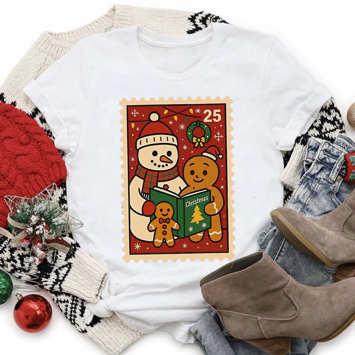 

Kawaii Базовая футболка с короткими рукавами, женская модная милая рождественская футболка с принтом, новый узор, милая одежда, женская повседневная футболка