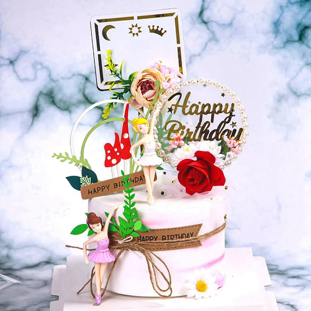 ABNQ 4Pcs Miniature Ballet Girl Figure Desktop Collection Cake Decoration, Girl Cake Topper Plant Pot Decoration