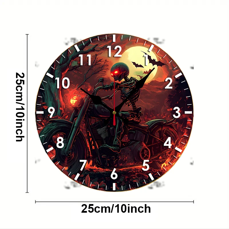 Diverse Skeletons Wooden Round Silent Hanging Wall Clock,Suitable For Living Room,Office,Study Room,Bedroom,Home Decoration
