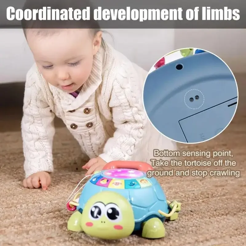 赤ちゃんの這うカメ電話のおもちゃ音楽サウンドライトストーリーマシン多機能パズル教育子供 6-12 ヶ月ギフト