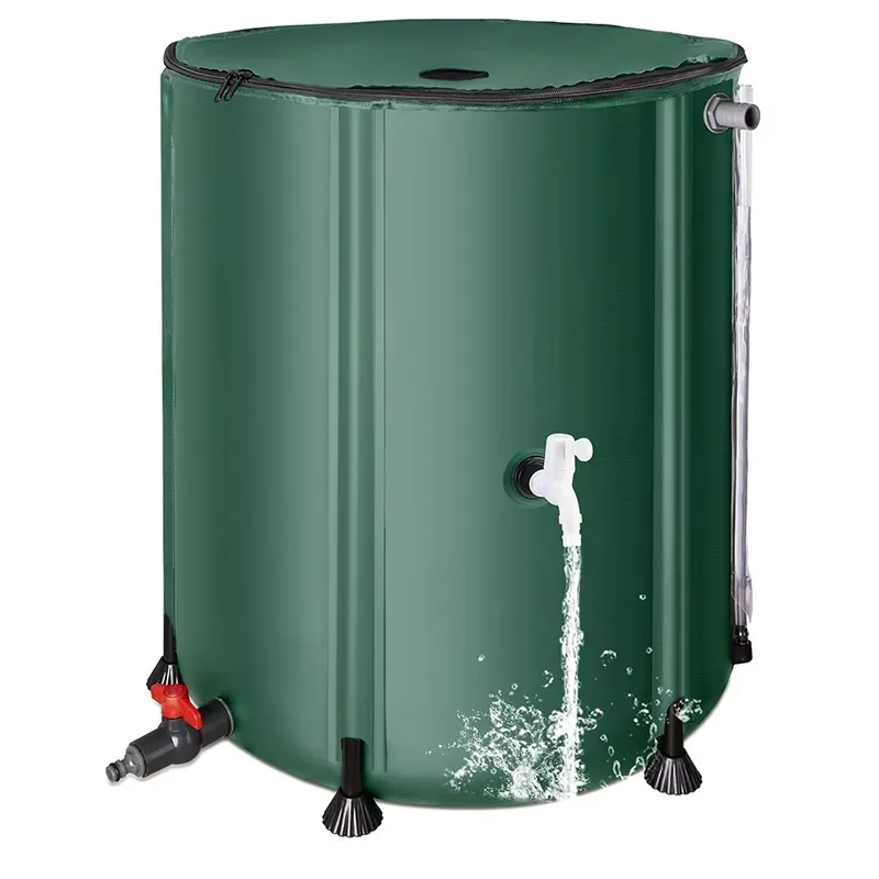 250L Flexible PVC Tarpaulin Rain Barrel Water Tank & Collection System for Irrigation & Rainwater Management