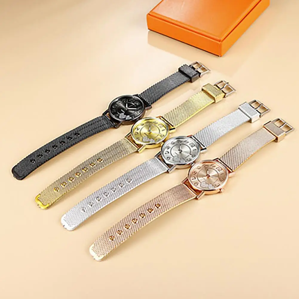 Fashion Jewelry Simple Heart-shaped Bling Rhinestone Lady Watch Comfortable Wear Lady Watch Round Dial for Daily