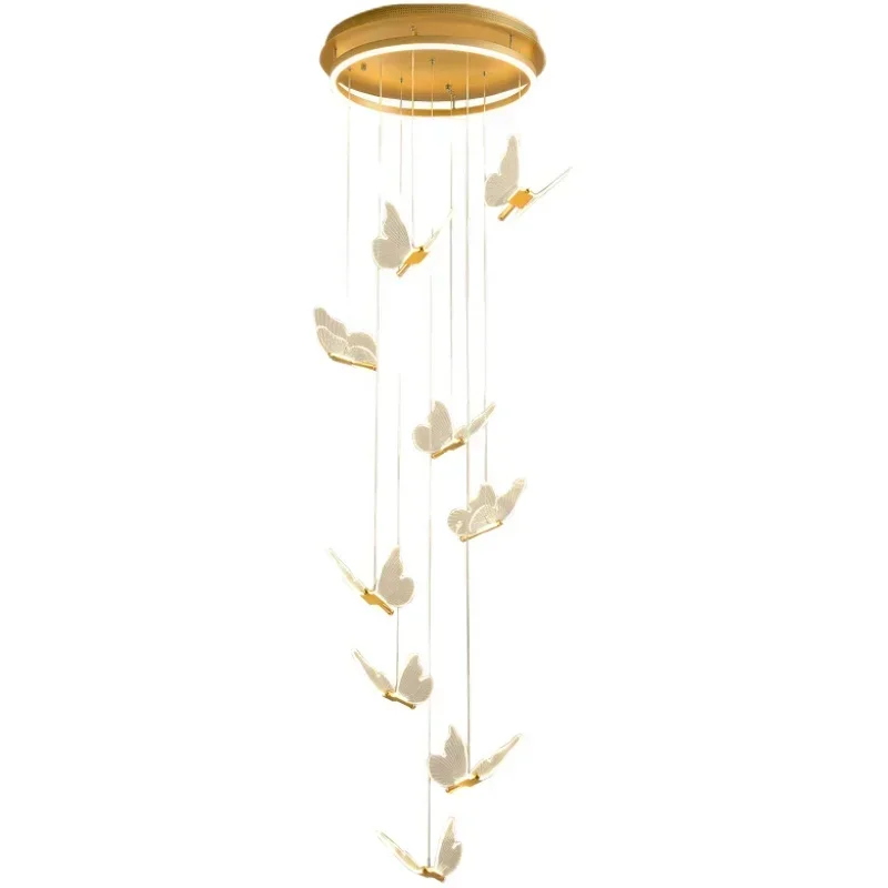 Imagem -02 - Butterfly Chandelier Led Pendant Light Long Line Pendurado Iluminação Sala de Estar Quarto Decoração do Salão Escada