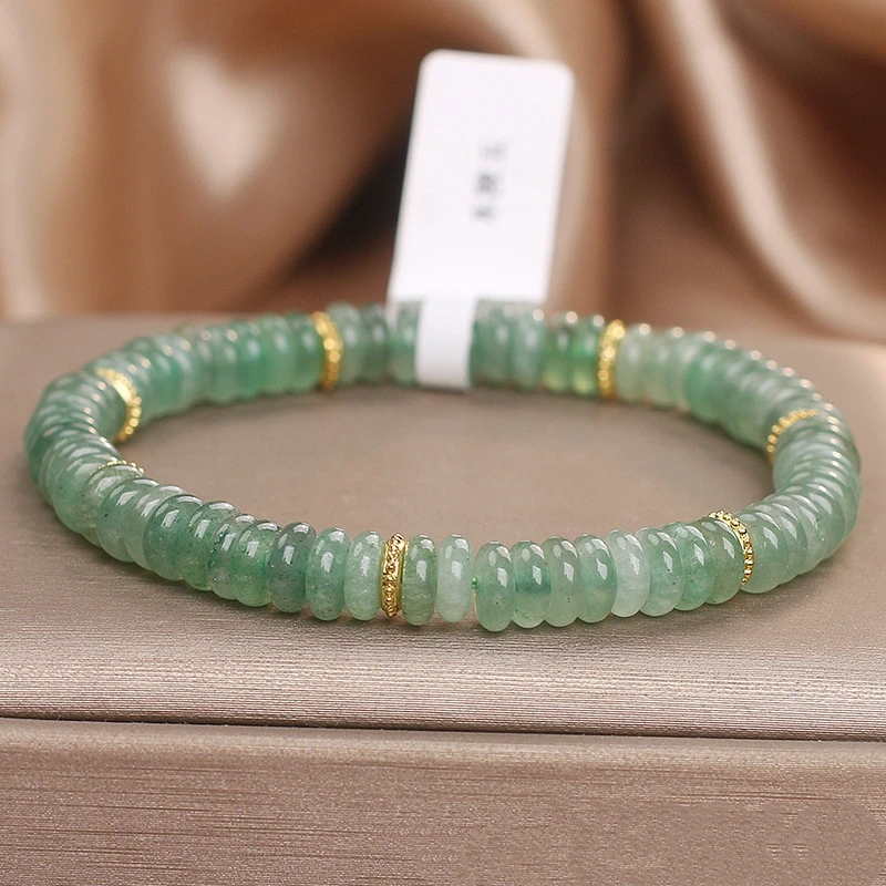 

Natural Aventurine Quartz Abacus Bead Bracelet Women's Green Fresh And White New Chinese Style Friend Student Jewelry