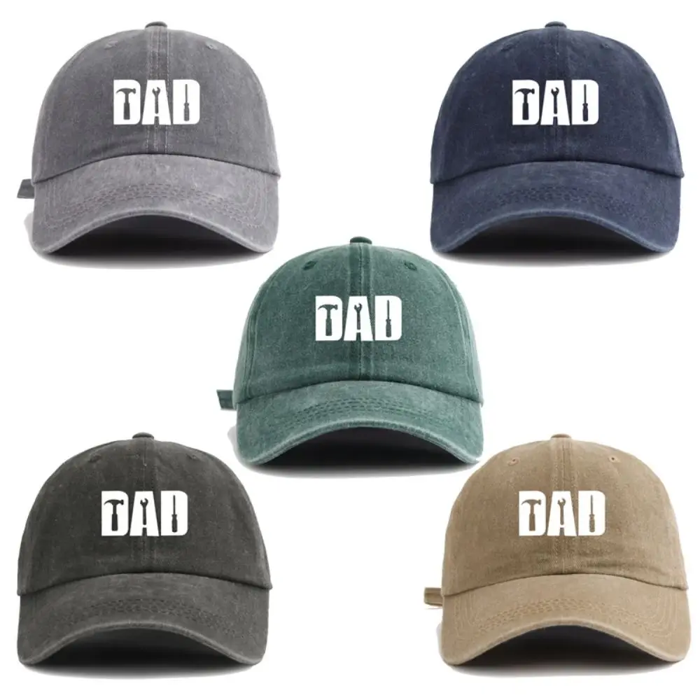 Hammer Wrench Screwdriver Pattern DAD Tool Baseball Hats Adjustable Cotton Washed Distressed Faded Cap Hip-hop