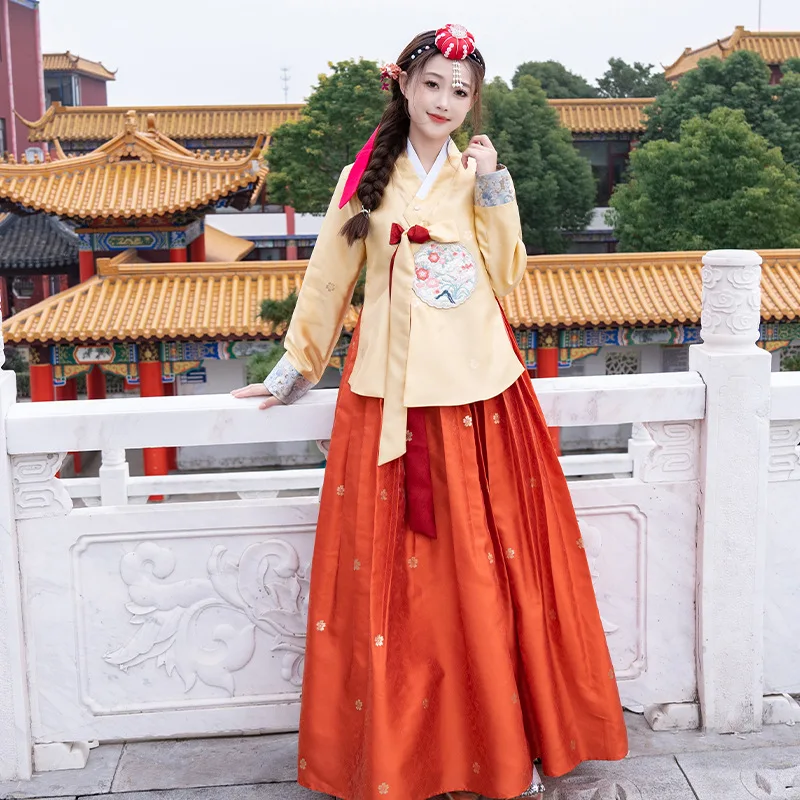 Traditional Korean Clothing Women Ethnic Hanbok Dress Court Palace Wedding Dance Performance Costumes