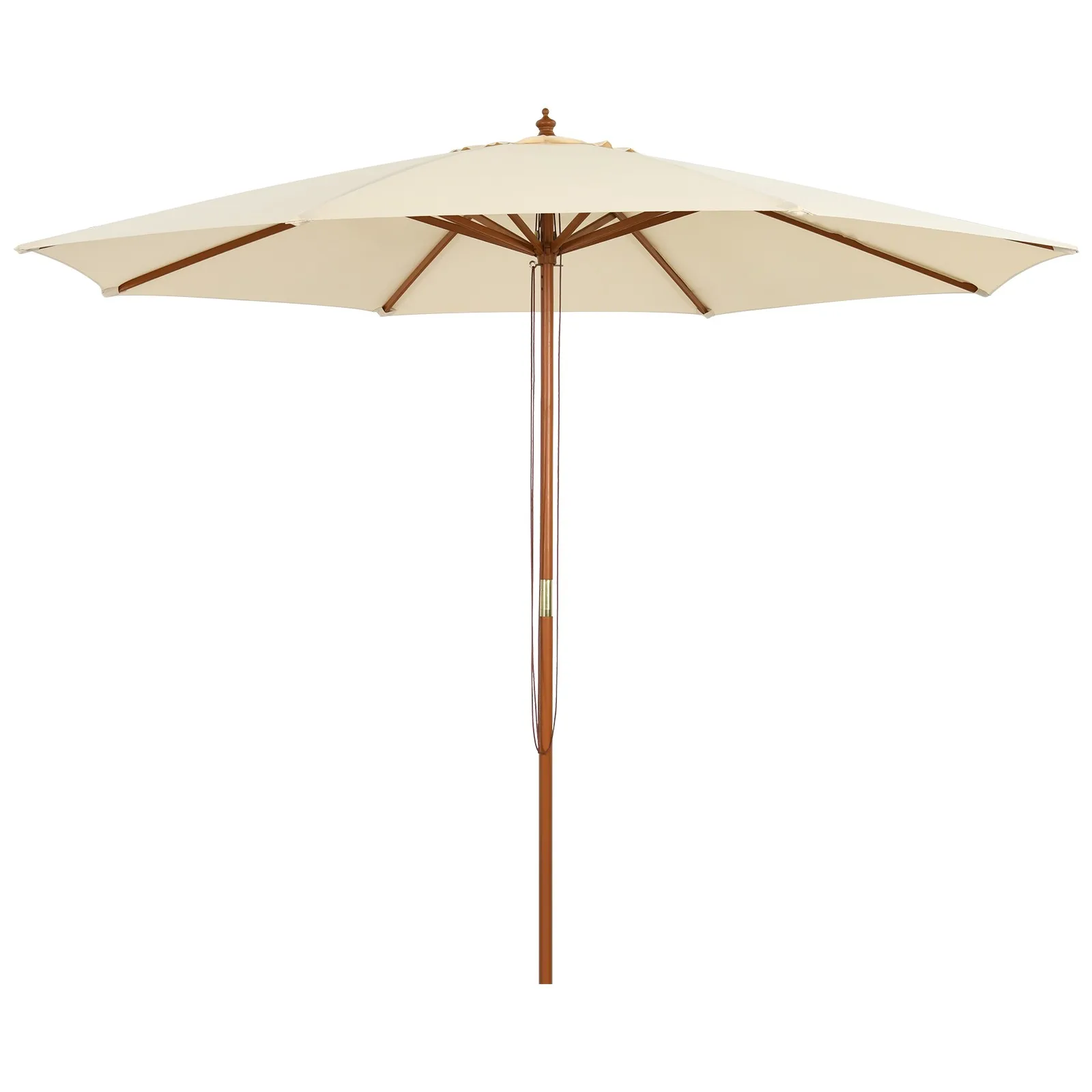 

Patiojoy 10' Wooden Outdoor Patio Table Umbrella W/Pulley Height Adjustable