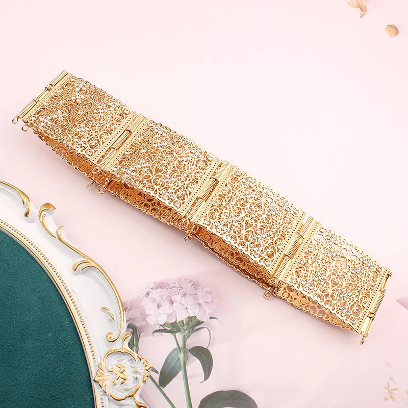 Moroccan Belt Body Jewelry Women Cutout Pattern Metal Wedding Dress Metal Belt Arabic Wedding Jewelry Waist Chains Caftan Chain