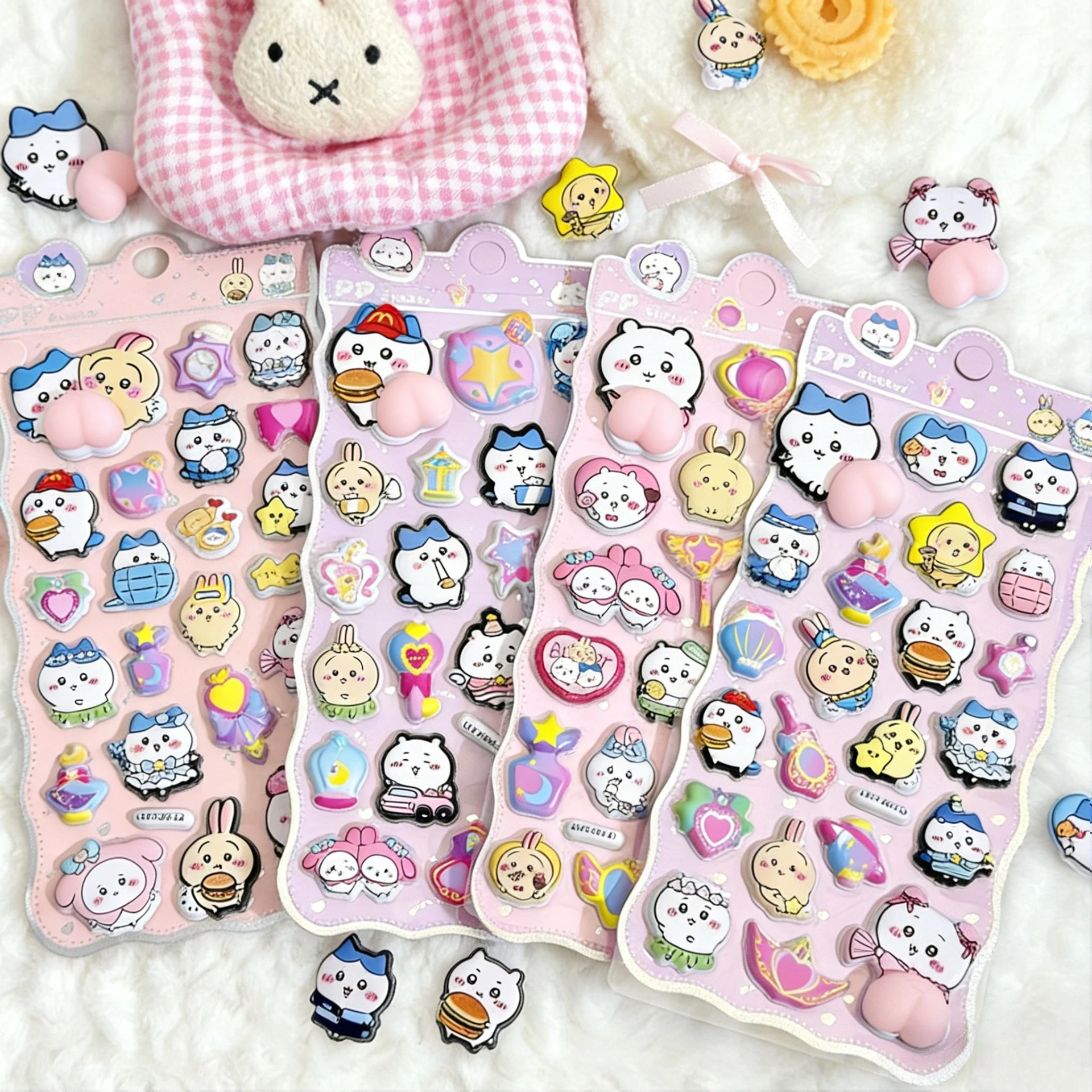 ちいかわ スクイーズ ストレス解消おもちゃ、子供用ステッカー＆装飾ステッカー、学生の文房具や日記用