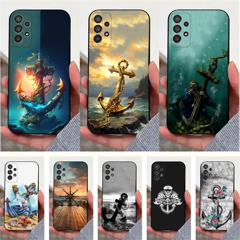 

Ocean Anchor Sailing Phone For Samsung S25,S10,S20,S10,S21,S9,S24,S23,Ultra,FE,Plus,Lite,Soft Silicone Black Cover