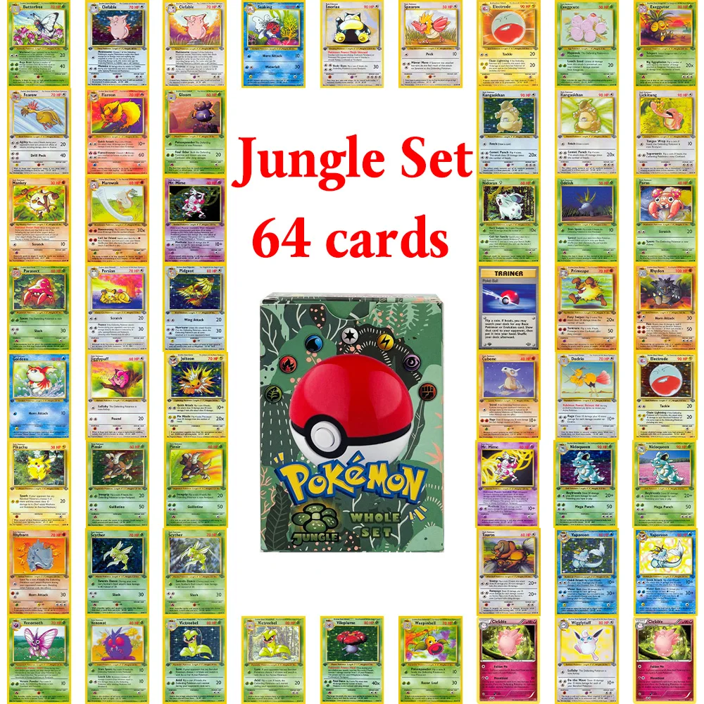 Pokémon Jungle Booster Packs TCG 1. Auflage, Proxy-Spielkarten, Flareon Wigglytuff Scyther-Packs, 1 Packung, 11 Karten, versiegelte Verpackung