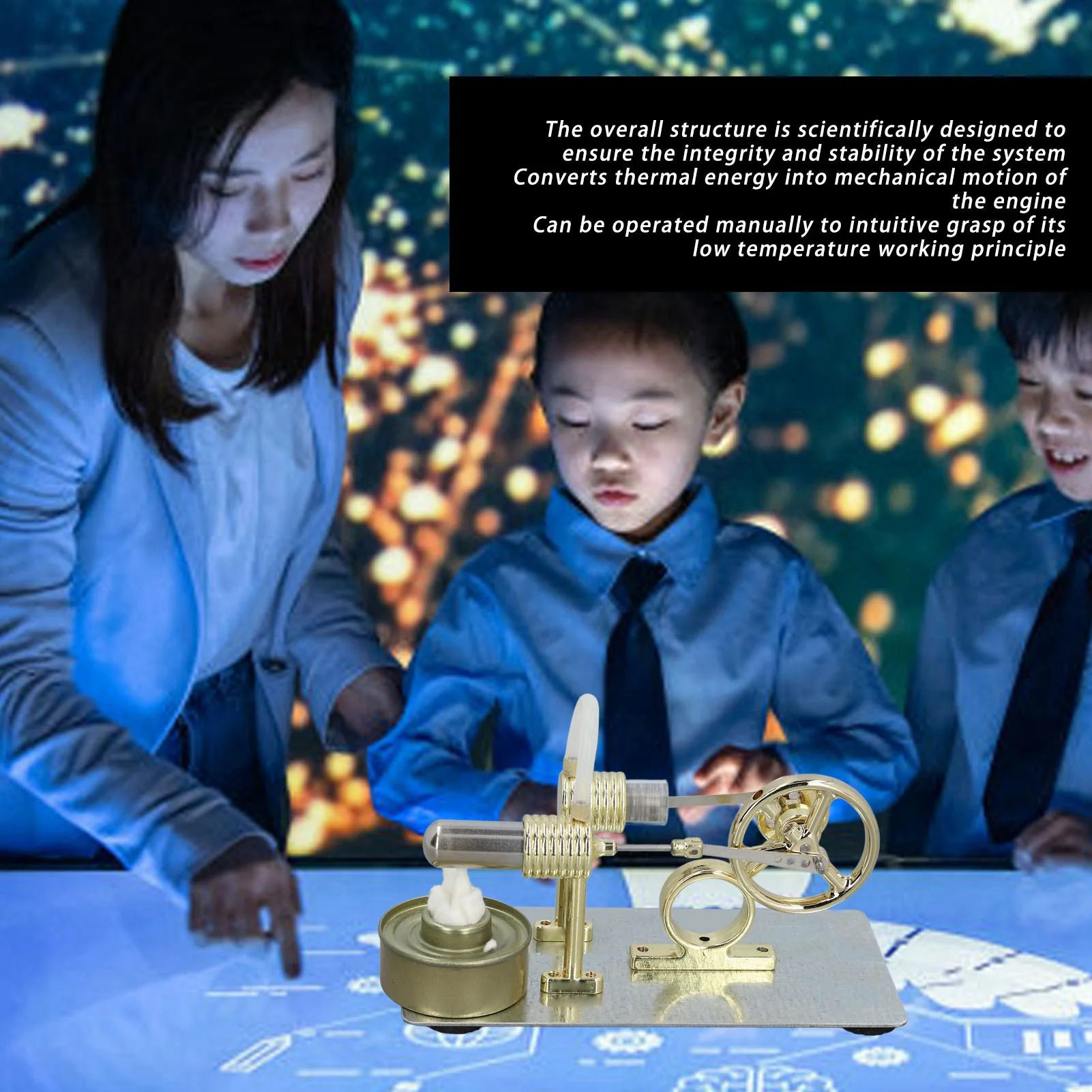 16 Cylinder Engine Model Stirling Engine Kit Educational 16 Cylinder Scientific Principle Easy To Assemble Steam Engine Model