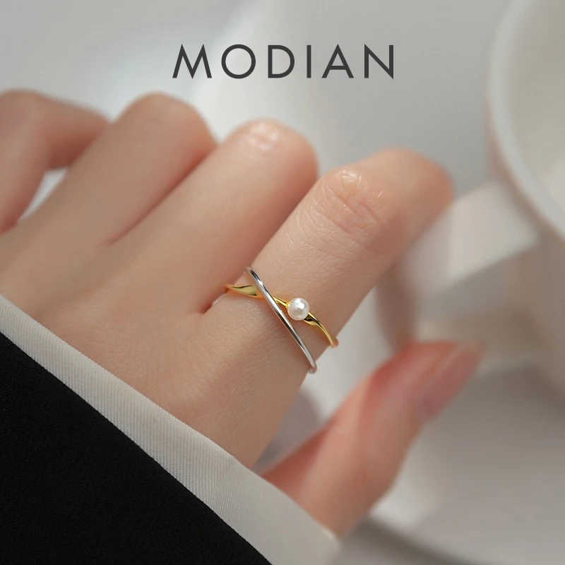 

Modian 925 Sterling Silver Fashion Design X Shape Finger Ring Open Size 6-9 Adjustable Gold Color Rings For Women Party Jewelry