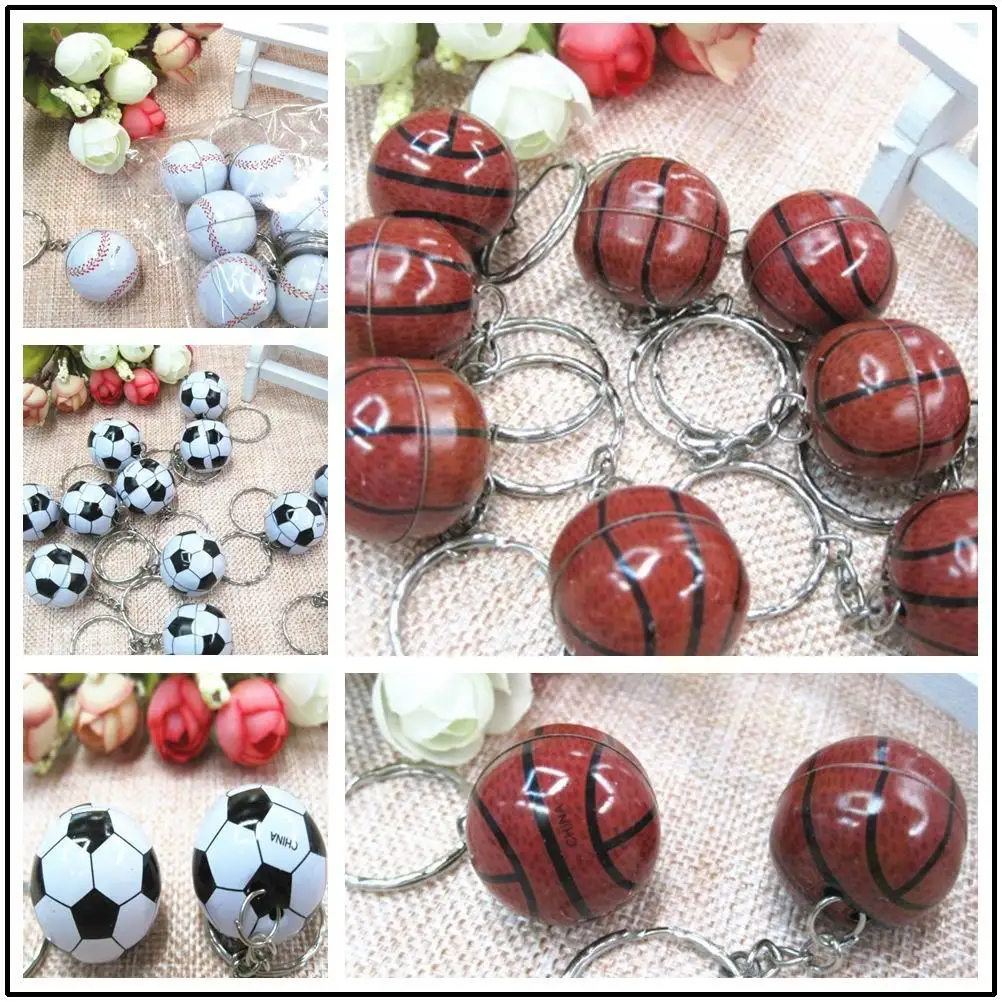 10pcs Softball saco pingente bola de futebol chaveiro beisebol pequenos ornamentos chaveiro esportes basquete lembranças anel chave presentes