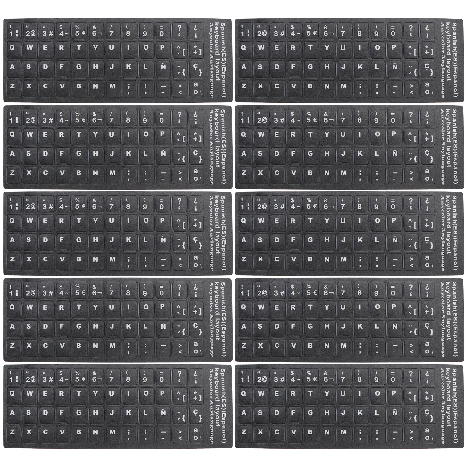 

10pcs Keyboard Stickers PVC Black Letters Universal Multi Language Keyboard Layout Keycaps Protectors