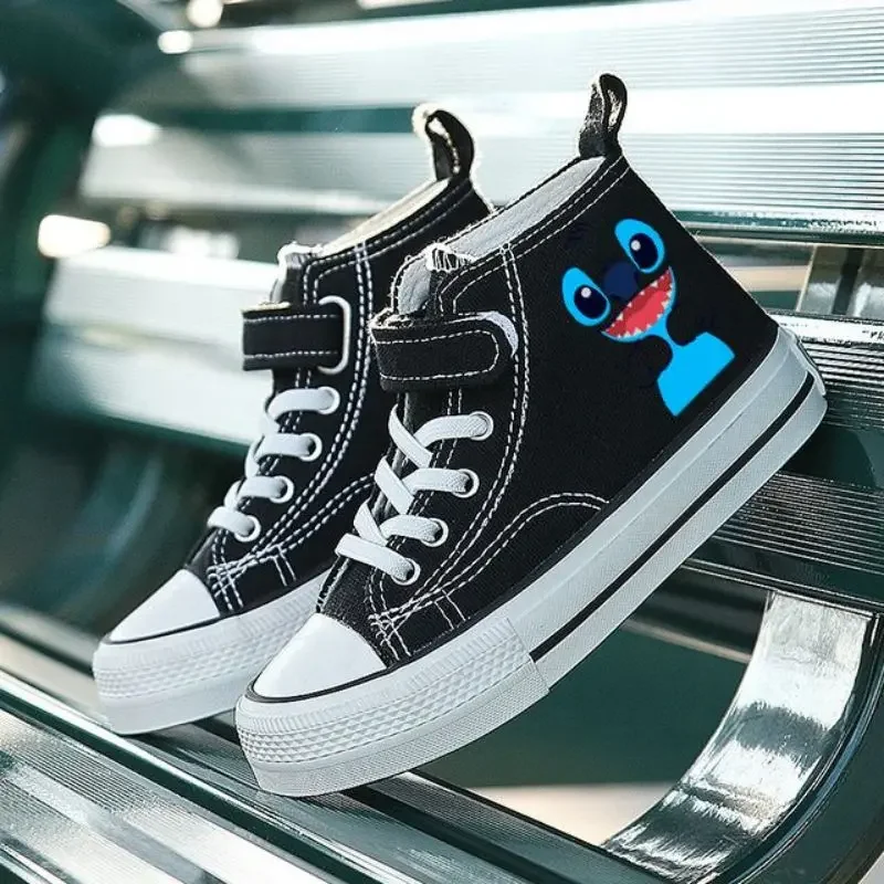 New Disney High-top Lilo Stitch Boys Kids Girl Canvas Shoes Casual Cartoon comfort Shoes Sport Children Print Boys Tennis Shoes