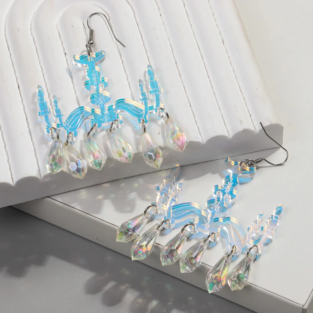 

FishSheep Colorful Geometric Acrylic Candlestick Big Dangle Earrings for Women Irregular Iridescent Drop Earrings Jewelry Gifts
