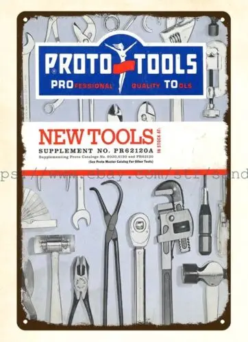 1962 Proto Tools cartel de chapa de metal lodge cafe metal publicidad arte de pared