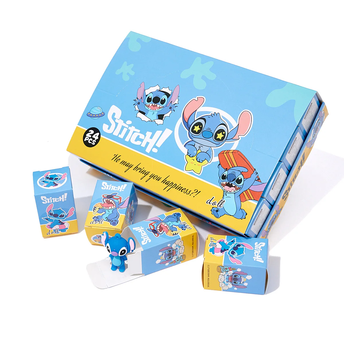 Boîte aveugle de dessin animé Disney Stitch, jouets mignons Lilo Stitch, porte-clés, boîte mystère, jouet pour adultes, cadeaux de noël et d'anniversaire, 24 pièces/ensemble