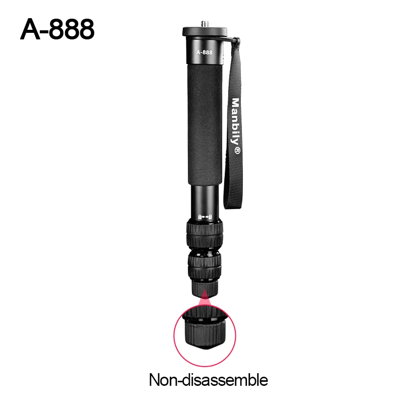 Manbily A-888 Aluminium-Einbeinstativ Handliches Kompaktes Tragbares Ausziehbares Kamera-Einbeinstativ mit 7 Sektionen für Max. Tragfähigkeit 5kg/11,02lb – Detail 3