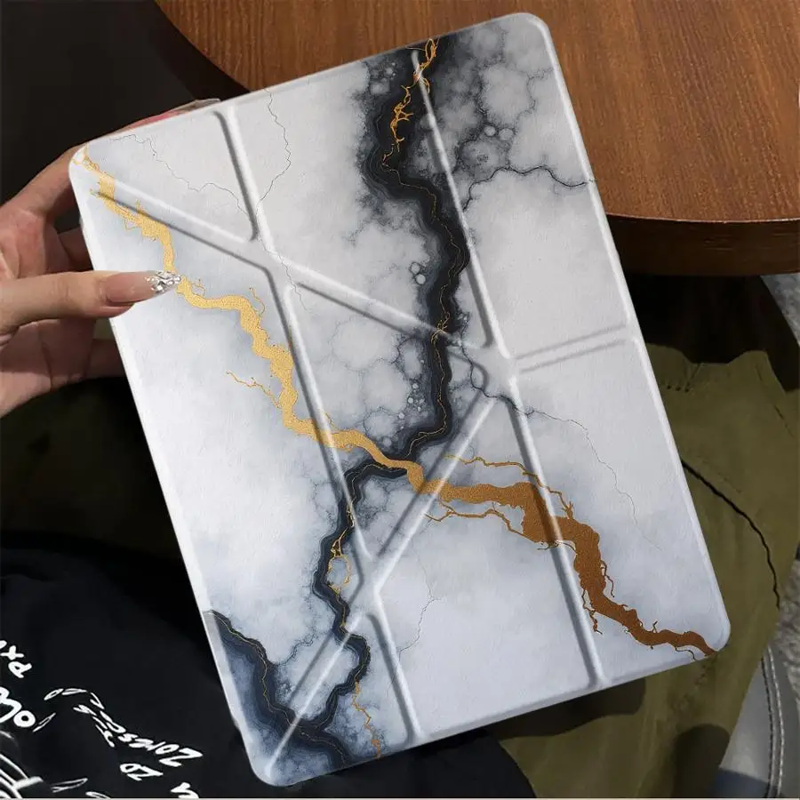 

Чехол для планшета iPad Mini 6 7 Air 4 5 M3 M2 1 2 M4 11 дюймов Pro 11th 10th 9th 8th 7th 12.9 дюймов Pro 2025, держатель-обложка, роскошный мраморный дизайн