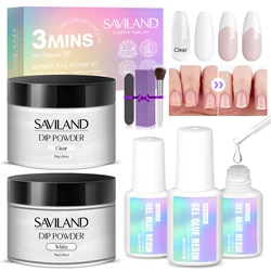 Saviland Dipping Nail Powder Set Clear White Nail Repair Dipping Powder for Nails Nature Dry Cure Nail Art Decorations