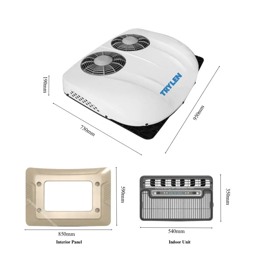 TRYLEN Electric 24V 12 Volt Air Conditioning Dc Rv Van Rooftop Truck Sleeper 12V Car Air Conditioner