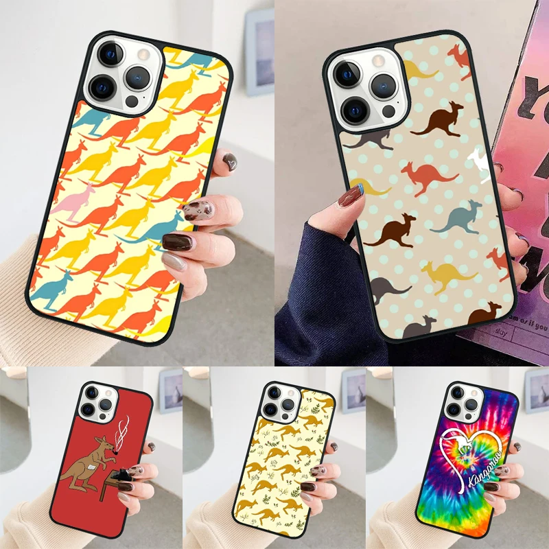 Cute Kangaroo phone case Cover For iPhone 14 15 16 Pro Max SE 2020 coque For apple 11 12 13 Pro Max Mini 7 8 Plus