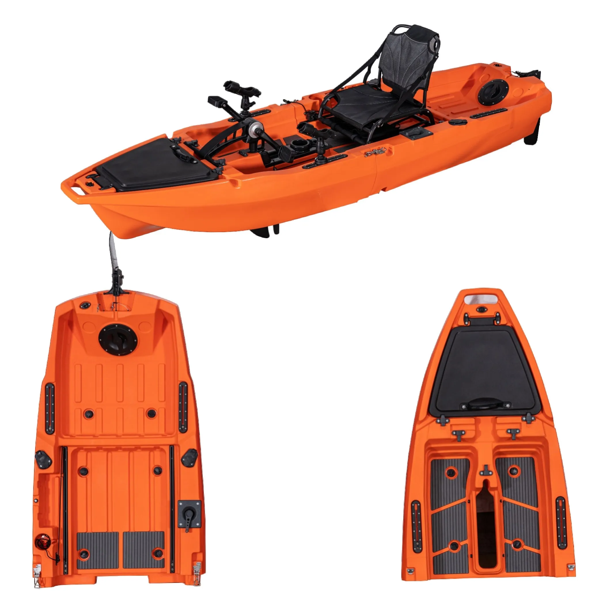 Modular Pedal Kayak, 10ft 3-Section LLDPE Hull, Flipper Fin Pedal Drive, with GPS Track Mount, for Lake River Angling Touring